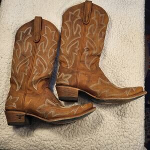 Lane Saratoga Western Boots in burnt caramel leather Women's size 8.5